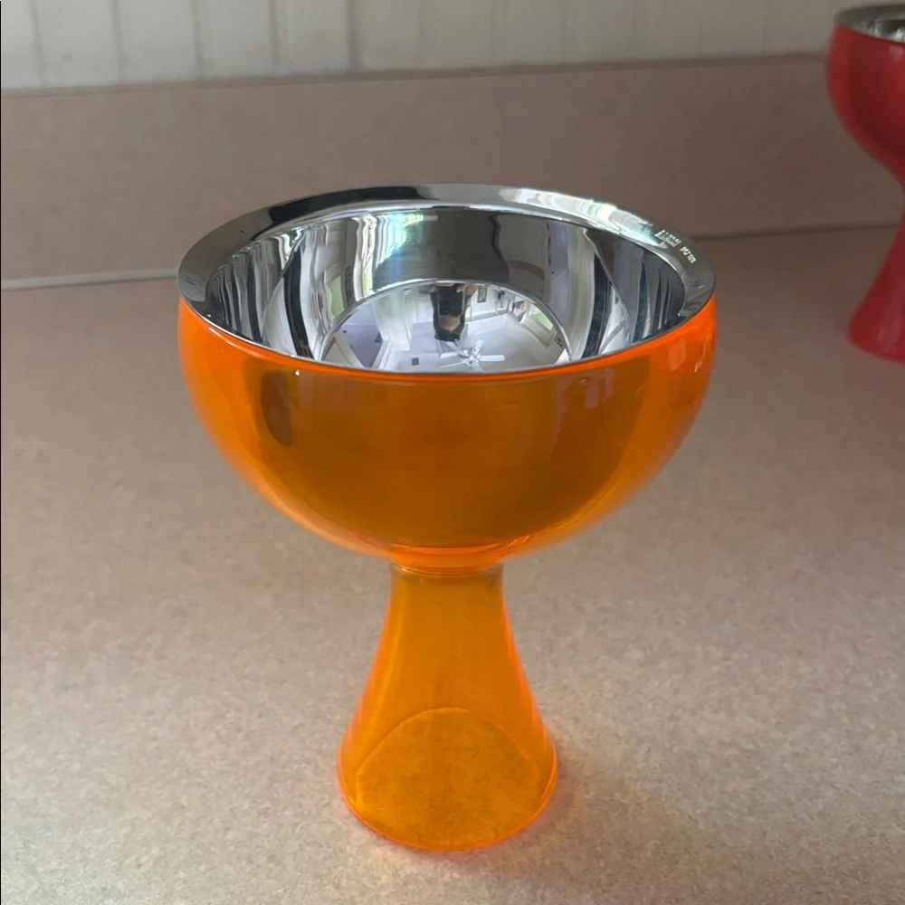 Alessi miriam Mirri big love orange lucite stainless steel ice cream bowl goblet - Picture 2 of 5